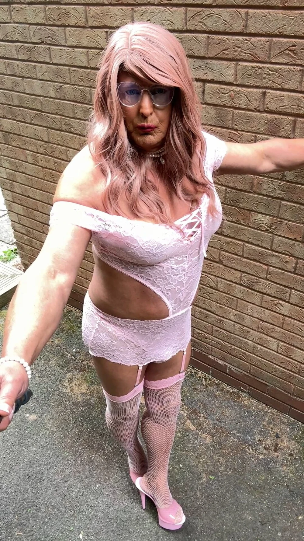 Sexy Crossdresser kellycd2022 in pink lace lingerie  #41