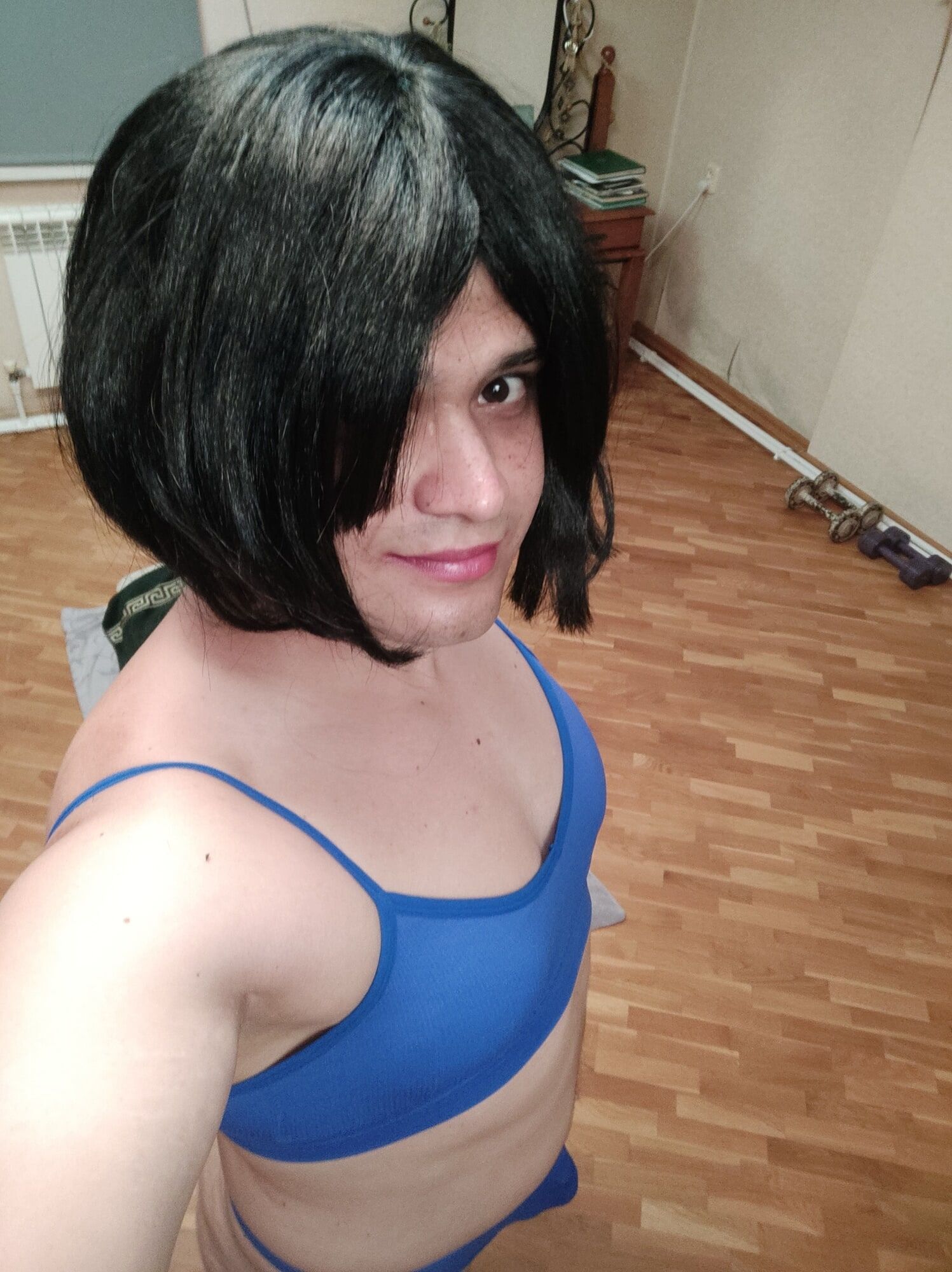 Sissy crossdresser in blue #2