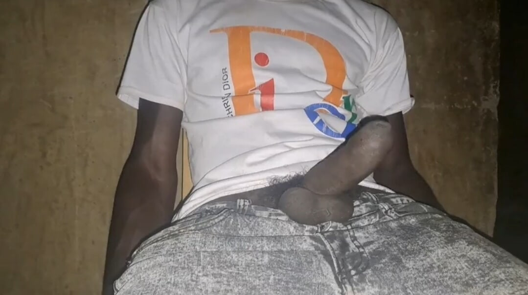Big black cock on white