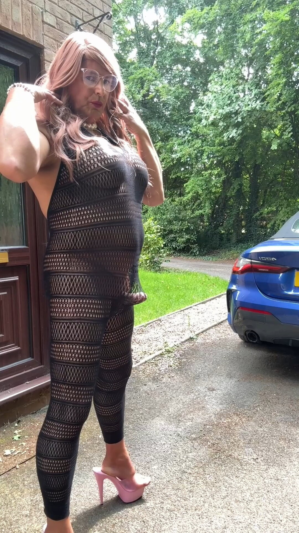 Sexy Crossdresser kellycd2022 in sexy black fishnet catsuit  #33