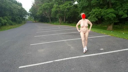 naked parking lot walk         