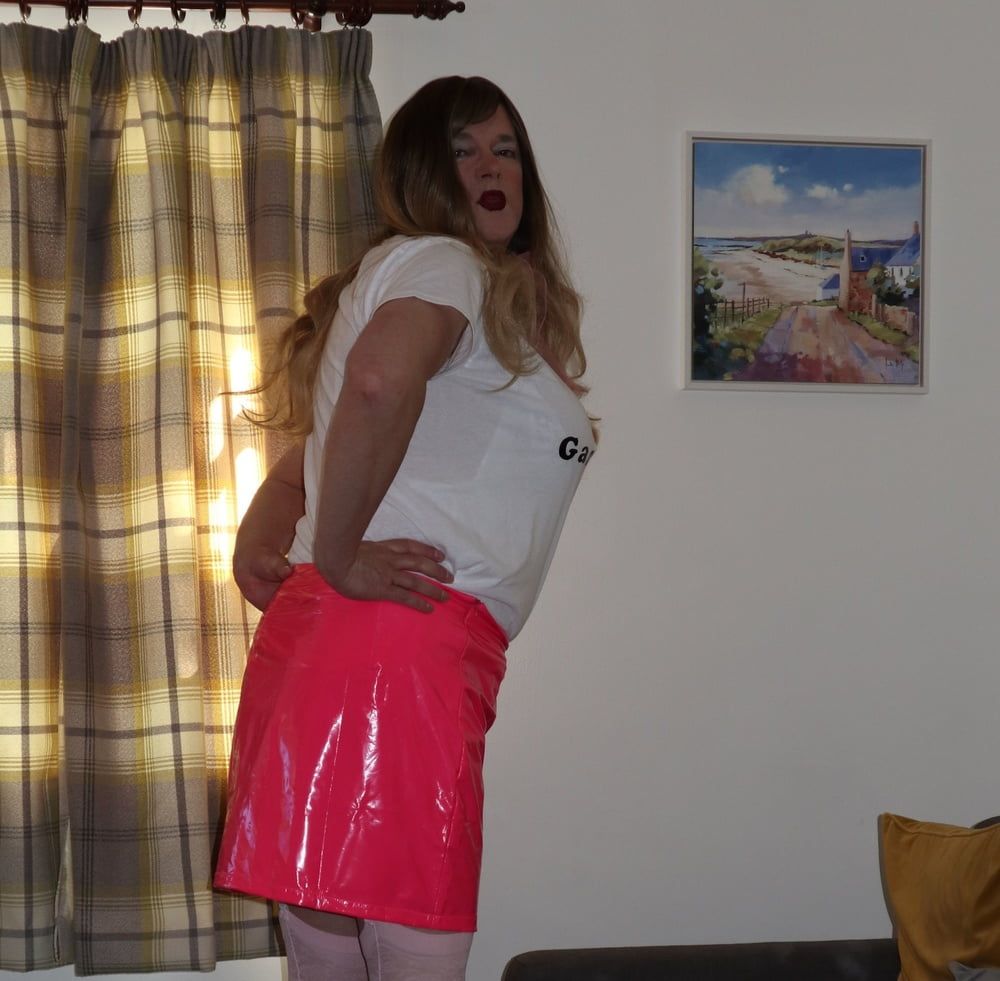 transgender in pink pvc skirt #16