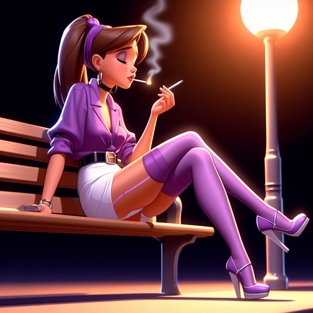 Purple Stockings Smoking. #54