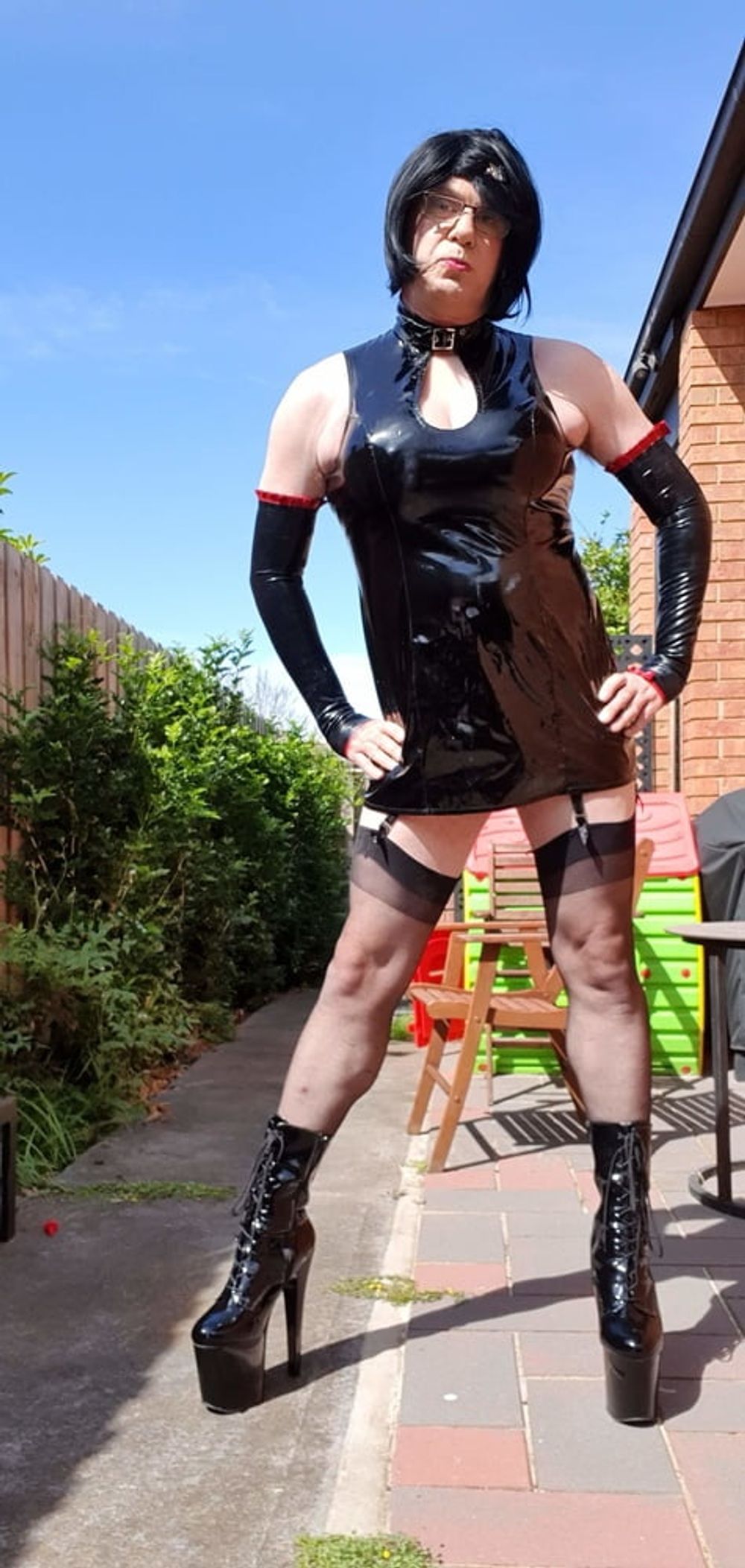 Slutty Rachel Latex in PVC Black Dress