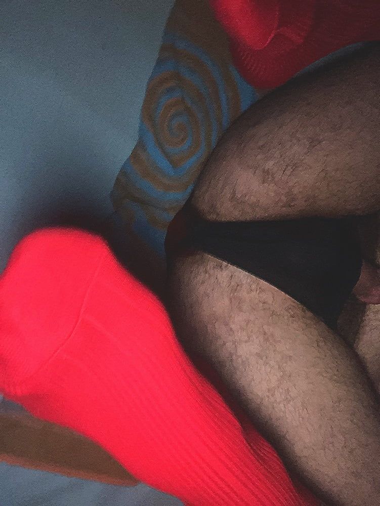 Big hairy ass in red knee socks  #3