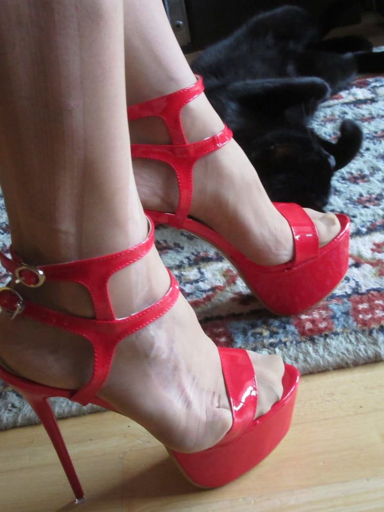 red platform sandals  #56