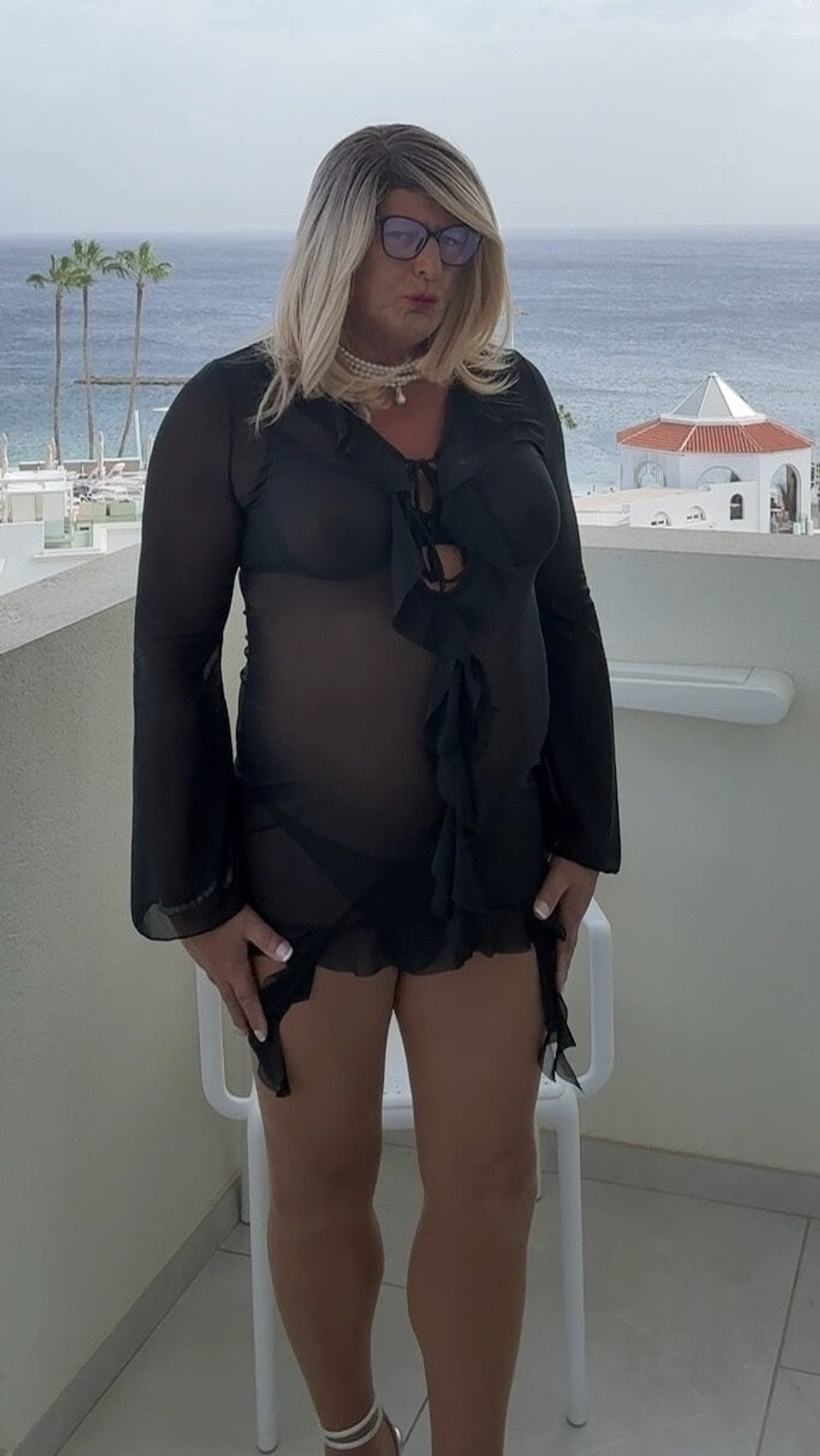 Sexy Crossdresser kellycd2022 in black dress and pantyhose #36