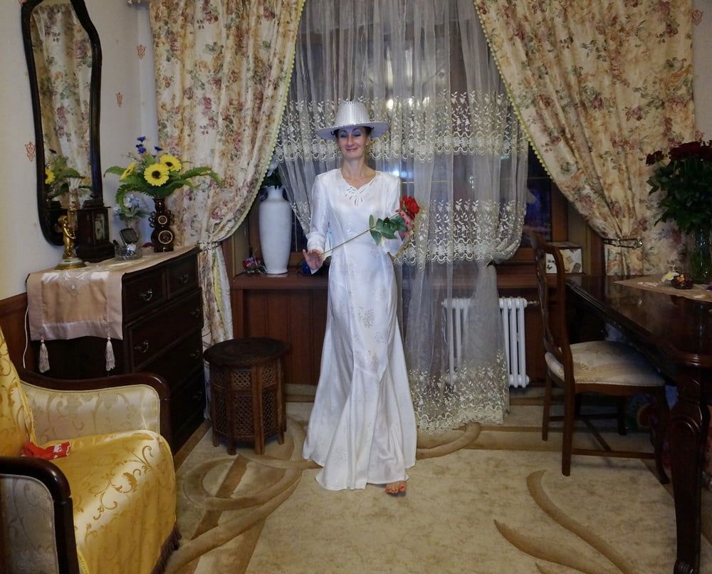 In Wedding Dress and White Hat #22