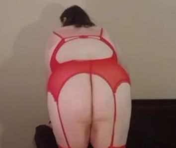 Trans BBW in red lingerie #13