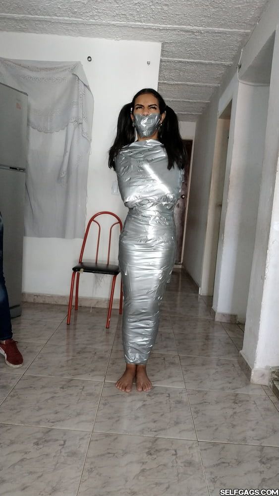 Young Girl Duct Tape Wrapped Like An Egyptian Mummy #34