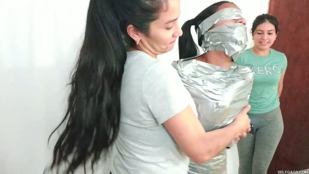 Young Girl Duct Tape Wrapped Like An Egyptian Mummy #4