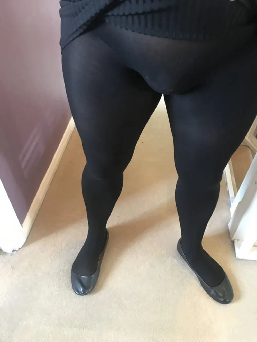 Black seamless tights & tight short skirt #45