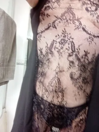 black lacey panties with a slip and a teddy         