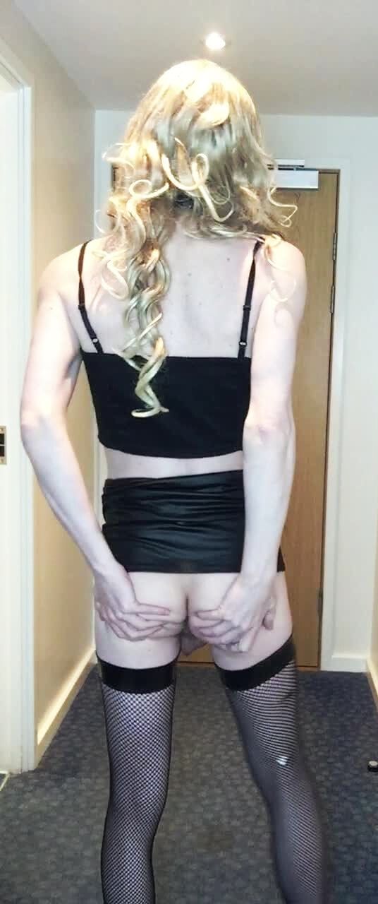 Sissy Crossdresser In Black Slut Outfit Posing  #43