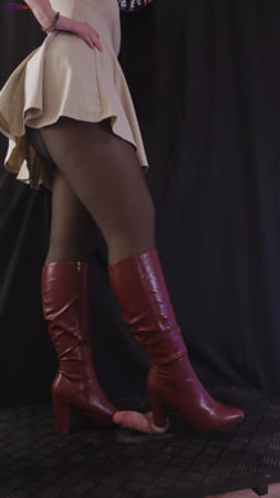 Landlady Trampling Your Cock in Red Boots