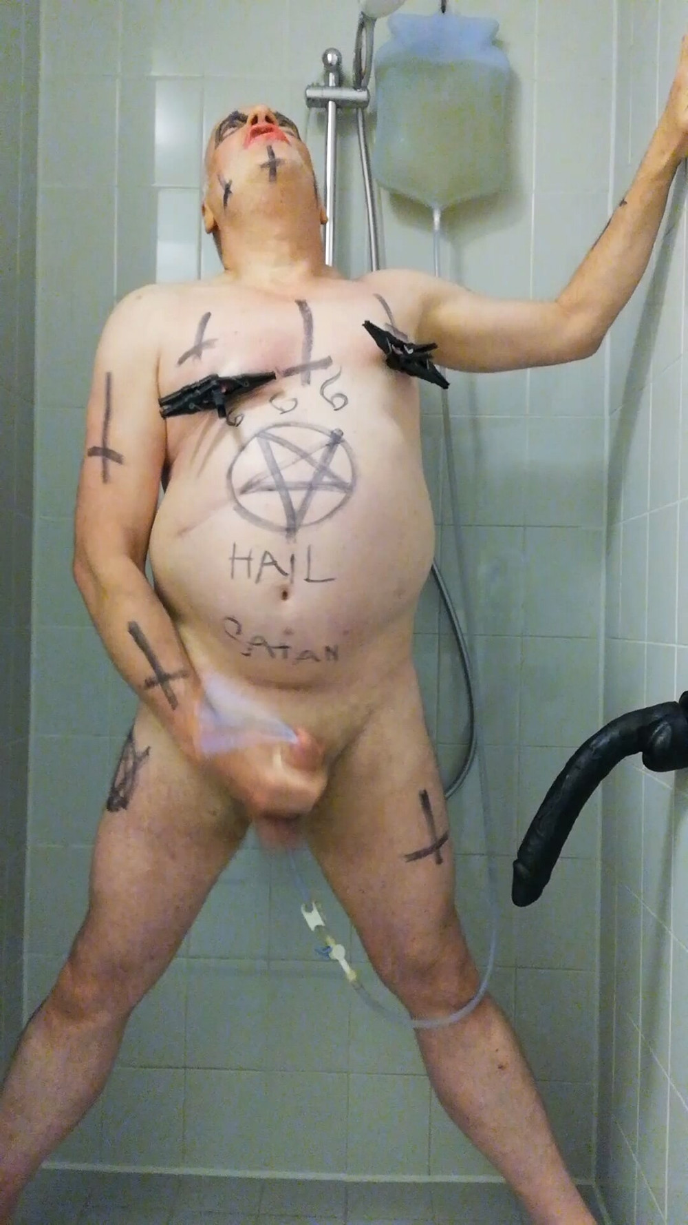 Satan slave takes a delicious urine enema #18