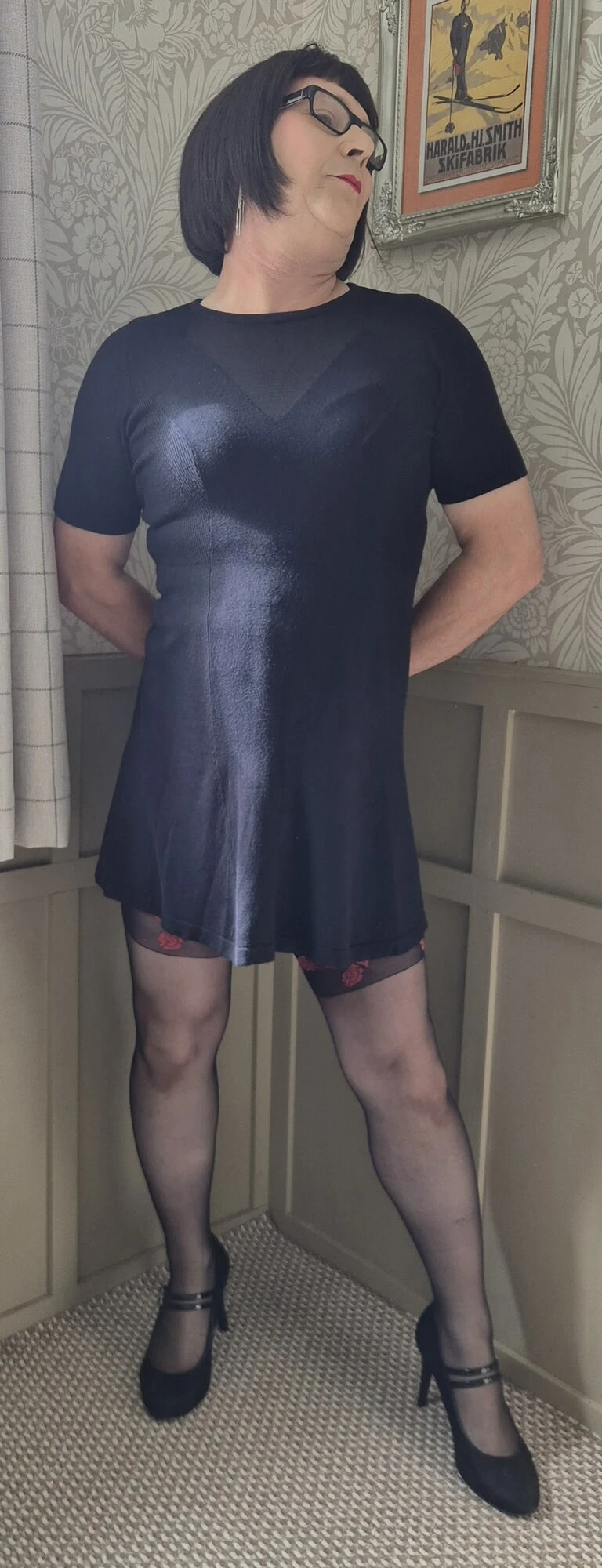 Mature Crossdresser in  a little black dress 