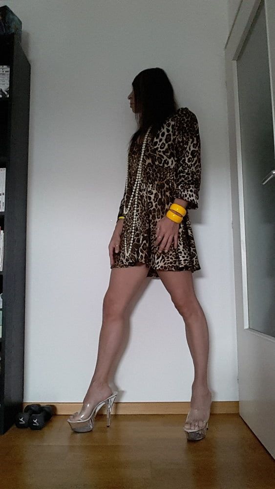Tygra in her new leopard dress. #7