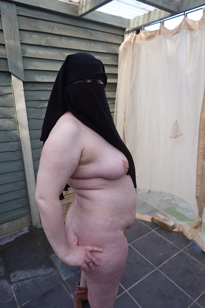 Nude in Niqab in ankle boots #18