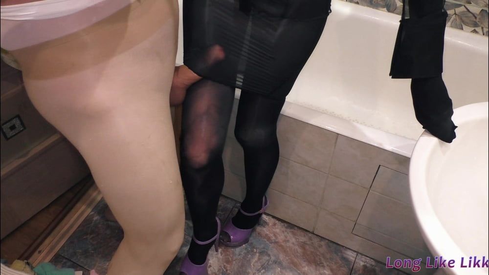 Mega cumshot on black skirt  #17