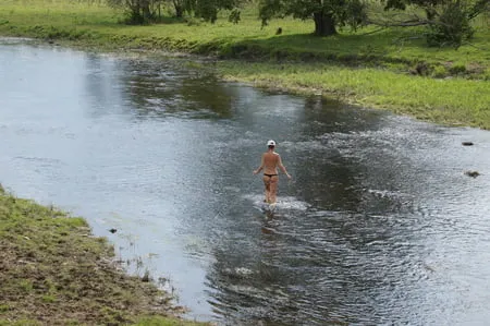 nude in rivers water         