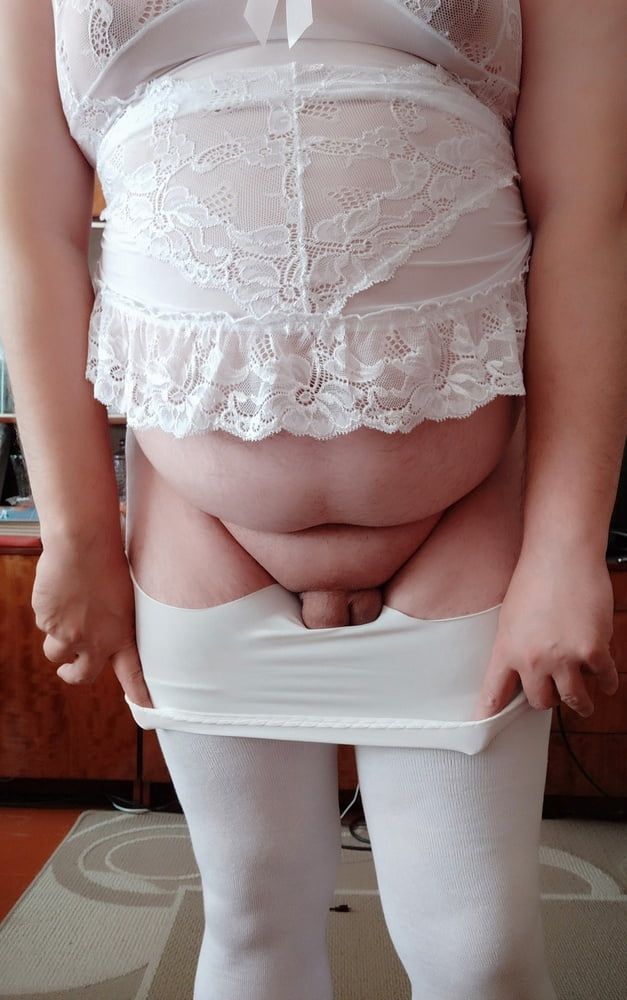 sissy posing in white set #24