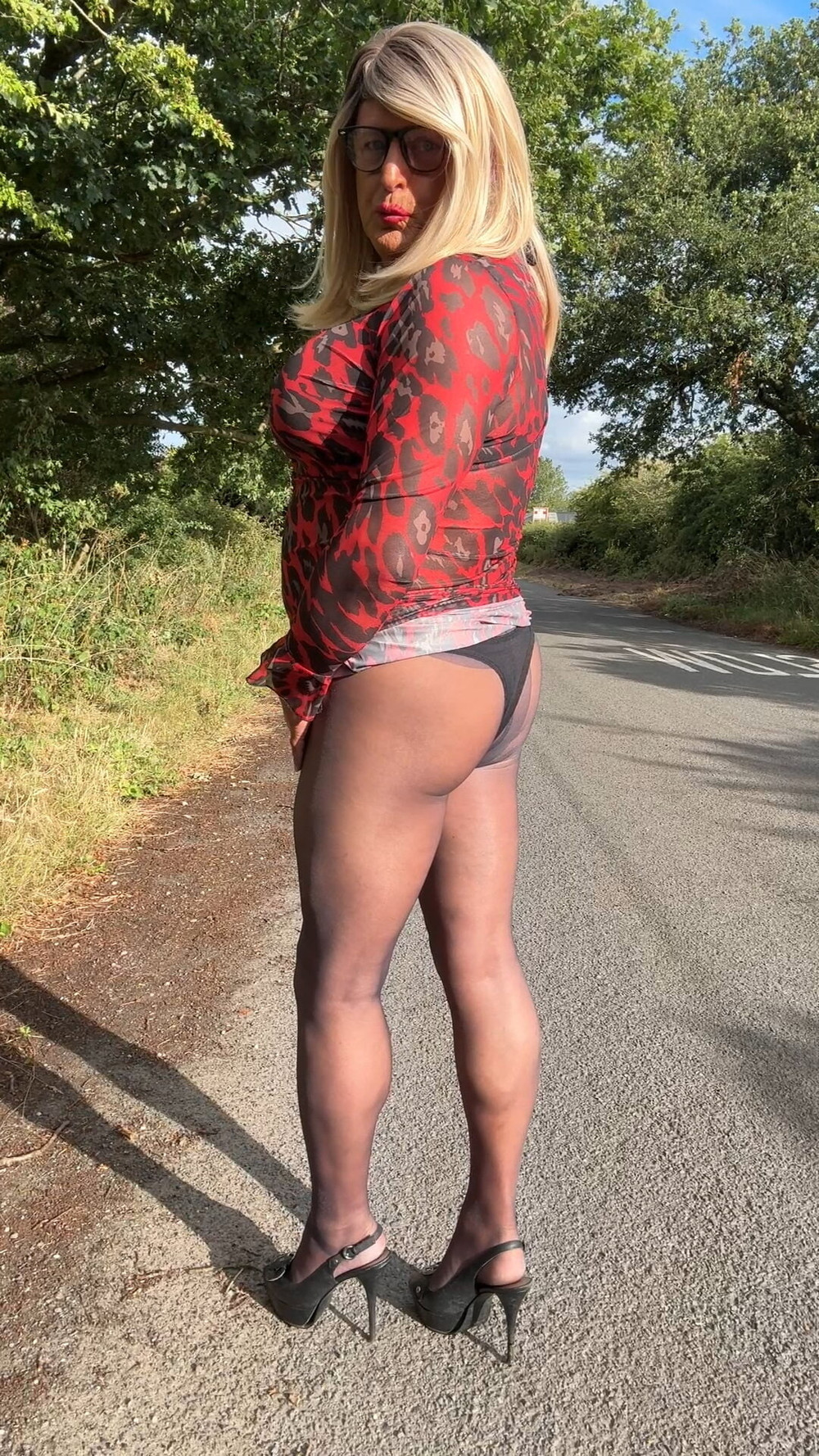 Sexy Crossdresser Kellycd2022’s in red animal print  #53