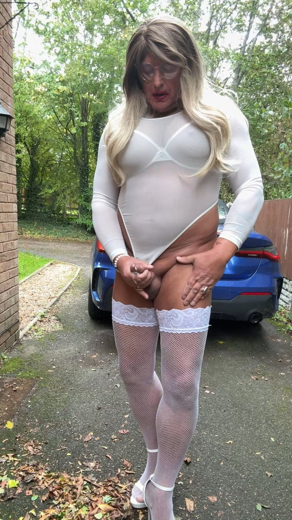 Sexy Crossdresser kellycd2022 in white bodysuit suit  #26