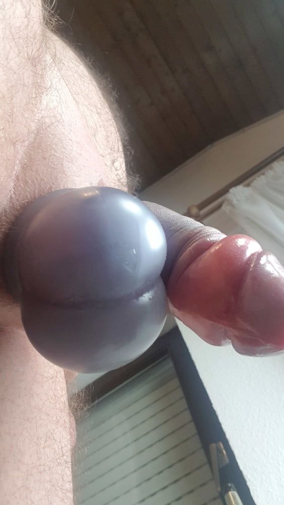 My pumped up cock wearing blue ballsack #6