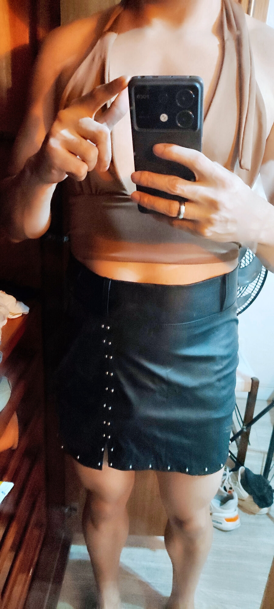 Crossdresser in brown top #29