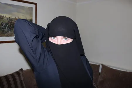 wife in burqa niqab stockings and suspenders         