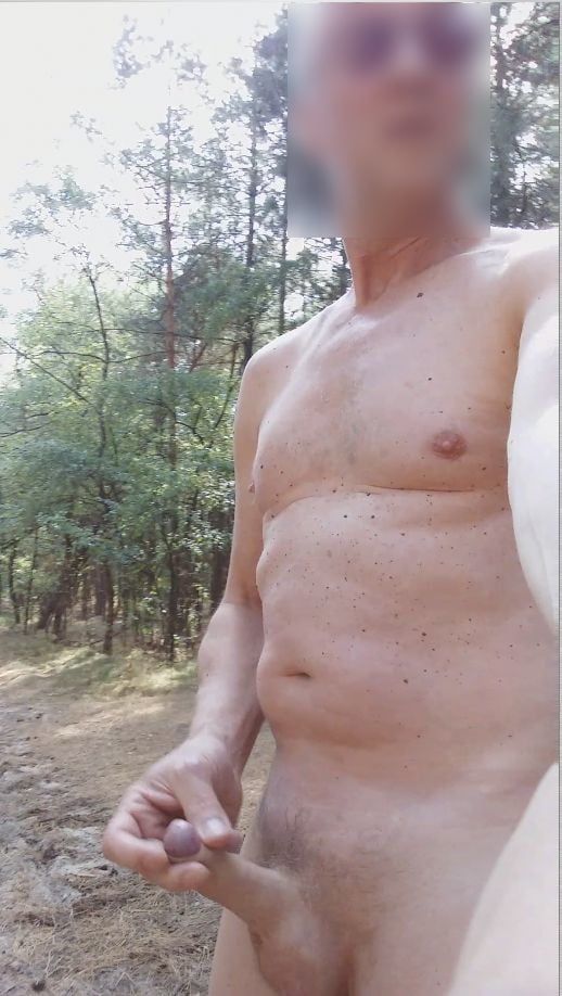 exhibitionist naked jerking cumshot in the woods #22