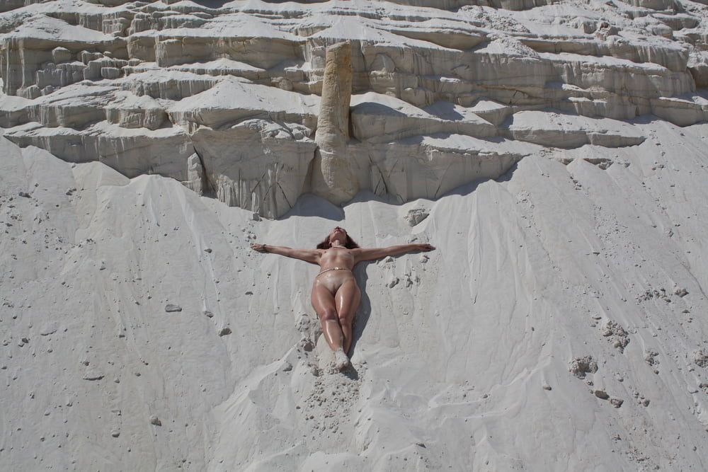 Bathing in white clay quarry #43