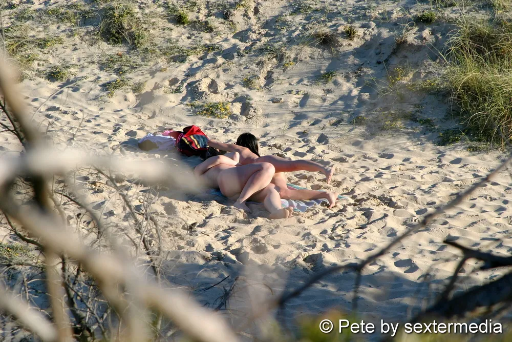 Naked lesbians have fun on the beach #8