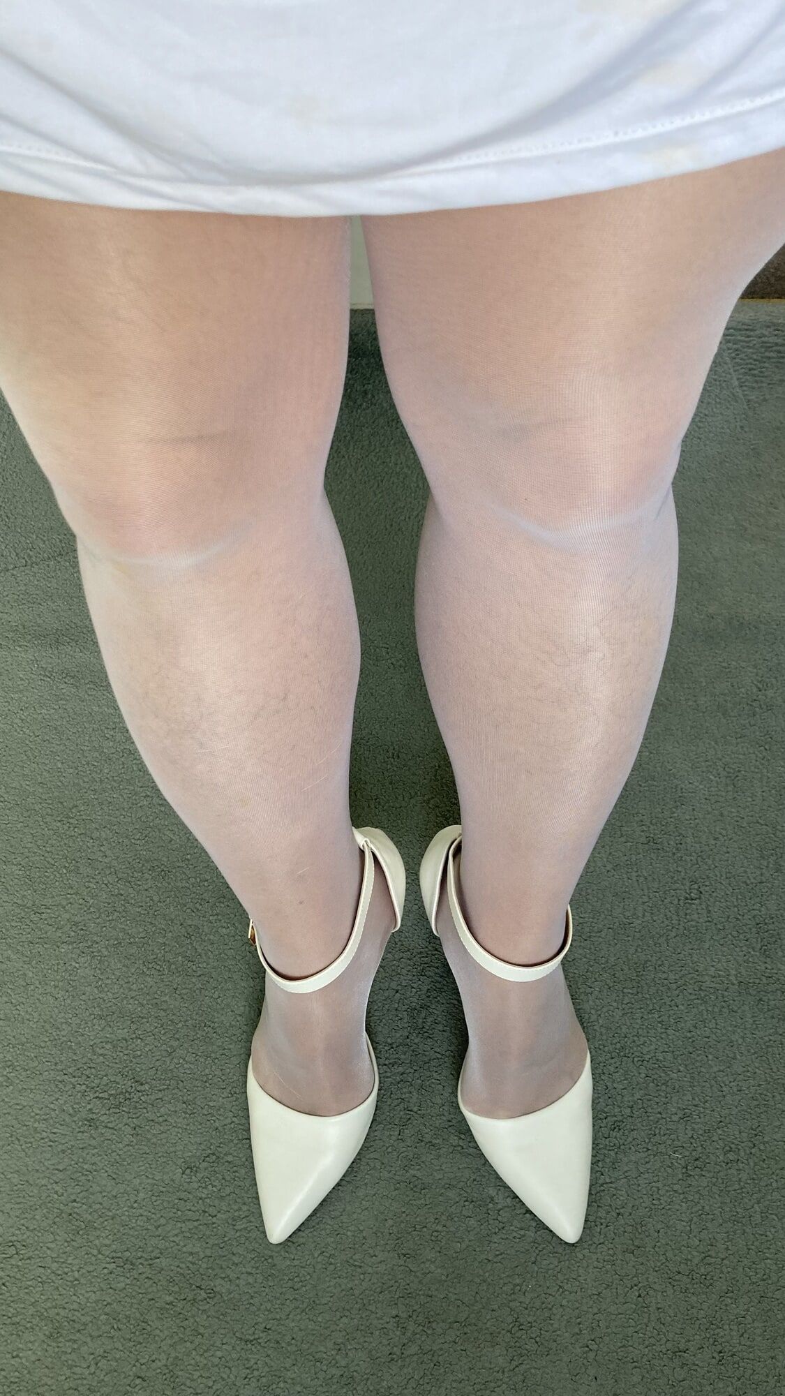 My legs in shiny glossy tights and sexy high heels #19