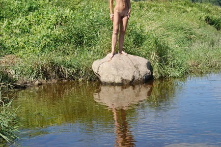 on the stone in volga river         