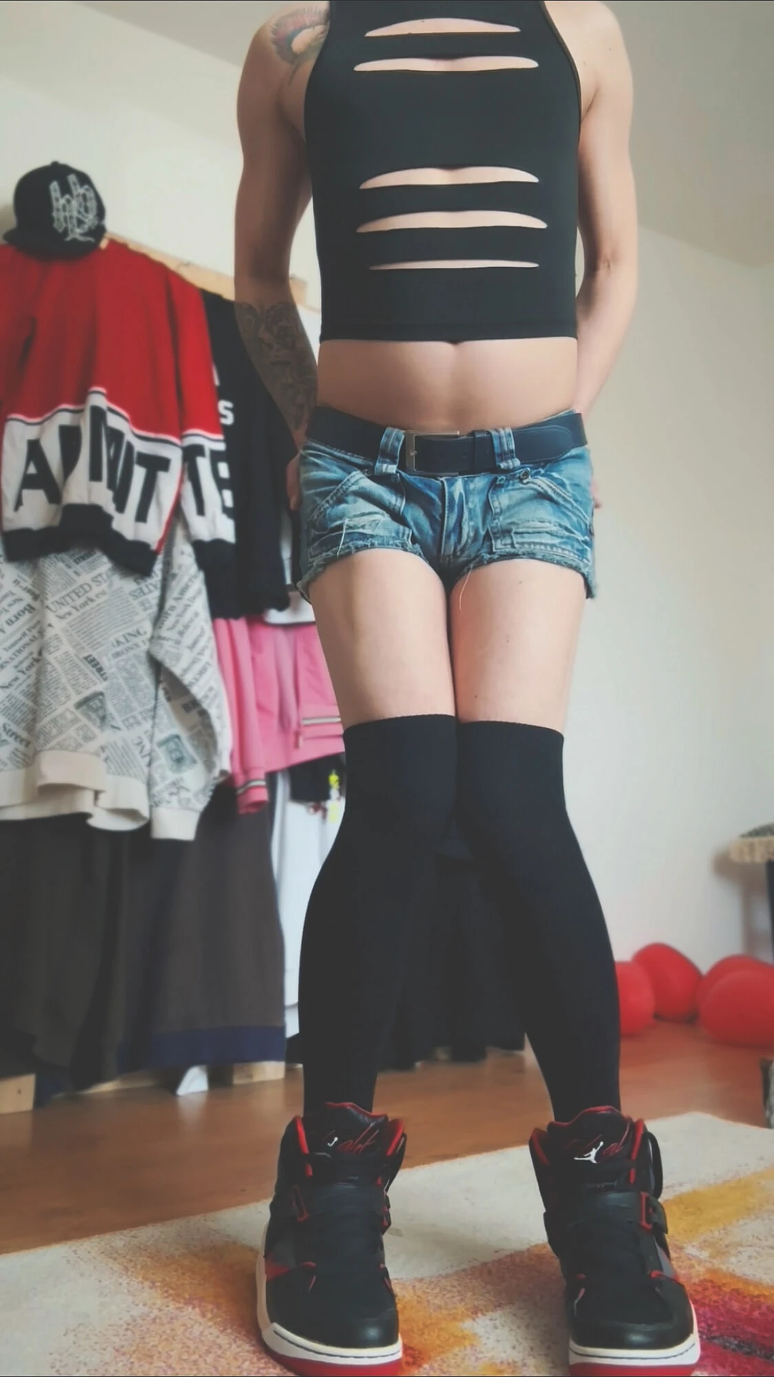 Femboy cute outfit and flat chastity cage