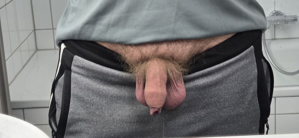 My big uncut cock in the mirror #4