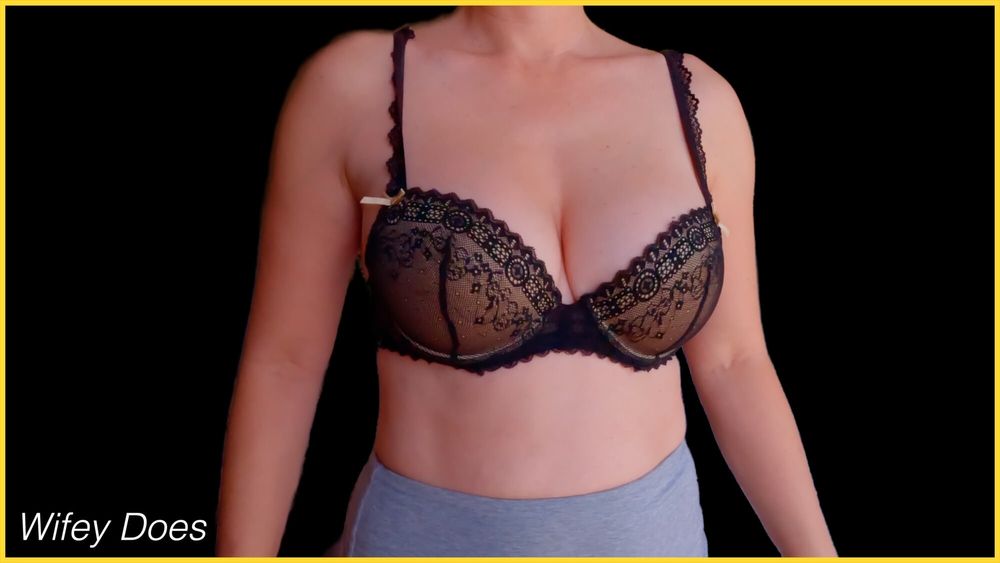 Wife stuns in black lingerie bra #2