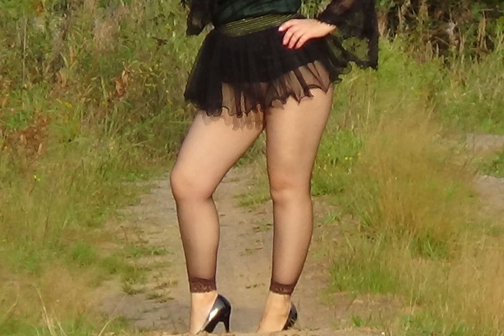 my ass in black pantyhose in nature #24