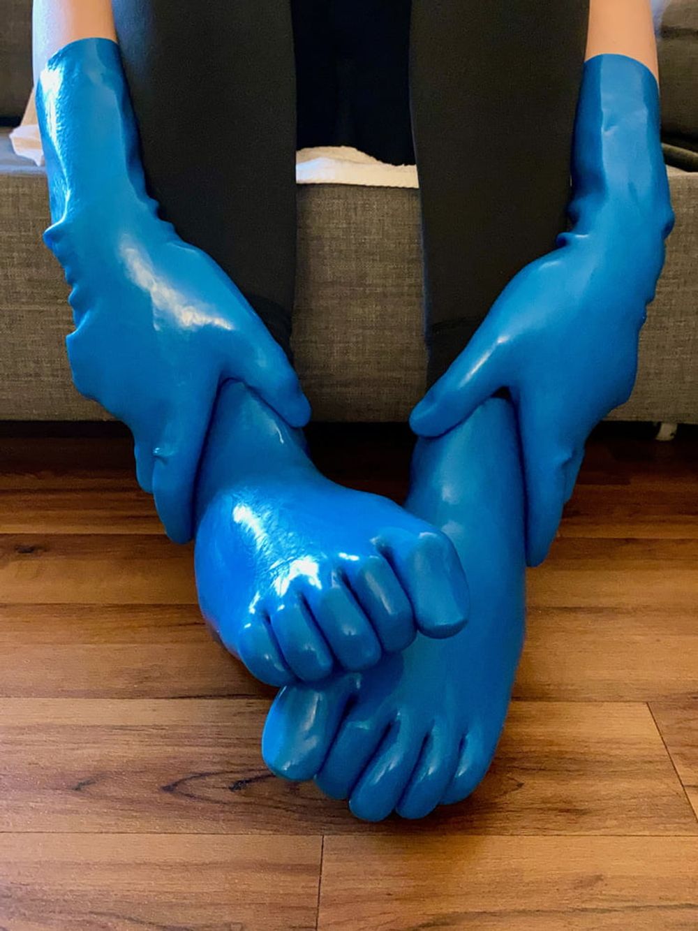 Blue Latex Toe Socks and Gloves #13