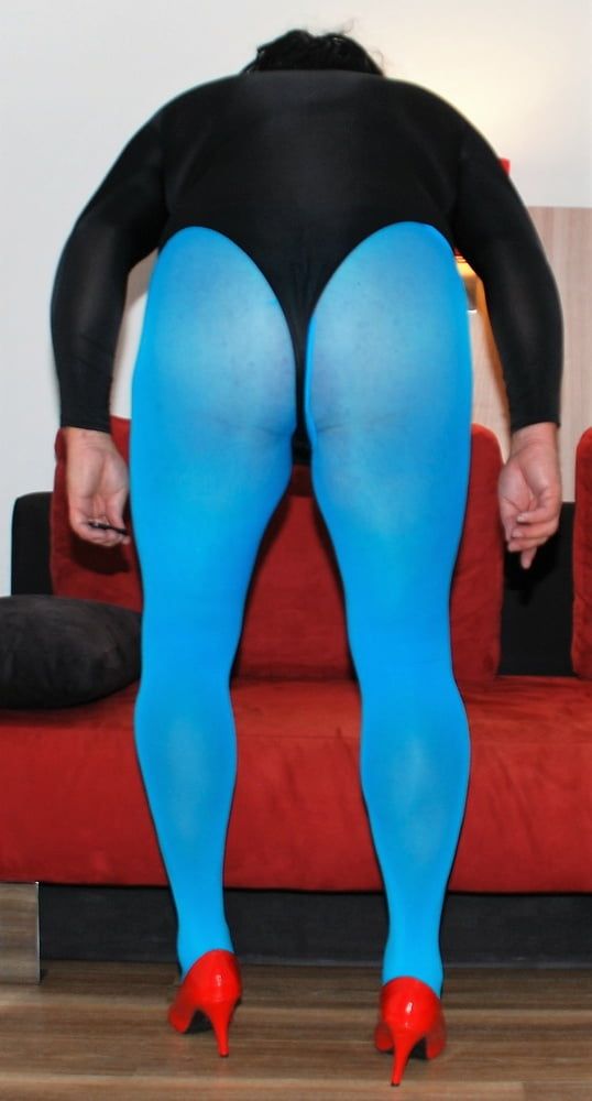 Leotard black tights blue #4