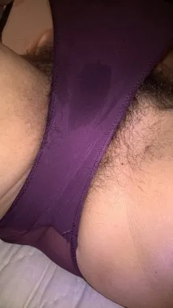 hairy wet wife in purple panties         