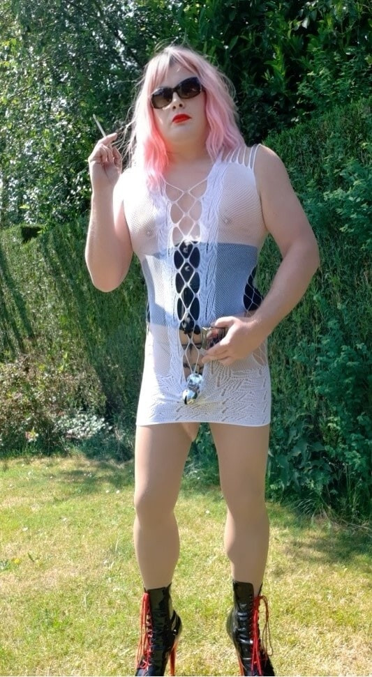Smoking caged with natural tits #13
