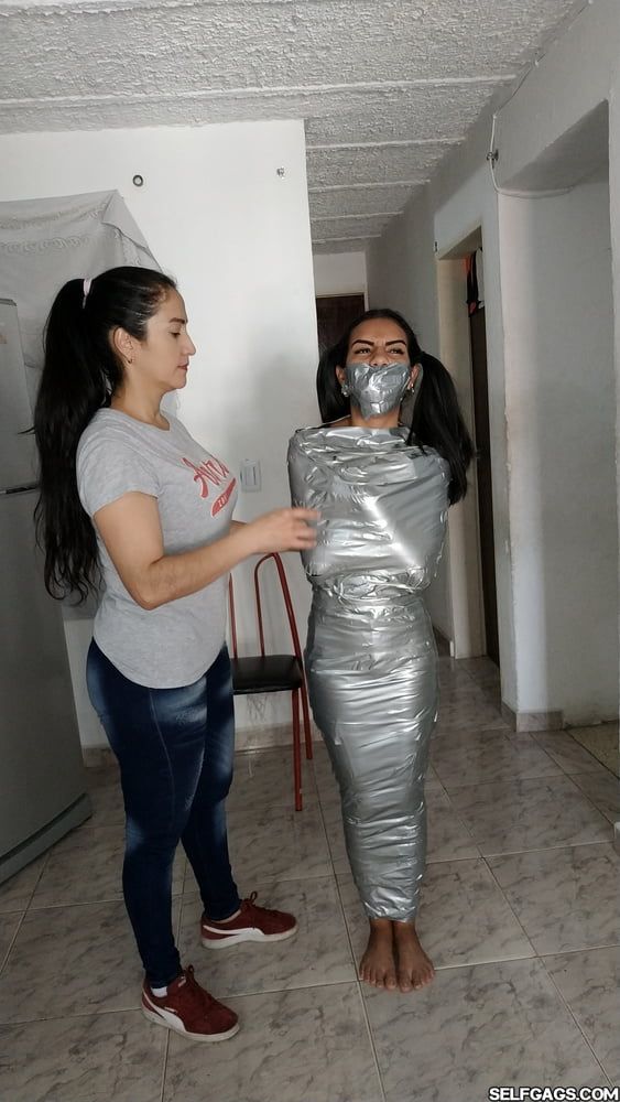 Young Girl Duct Tape Wrapped Like An Egyptian Mummy #20