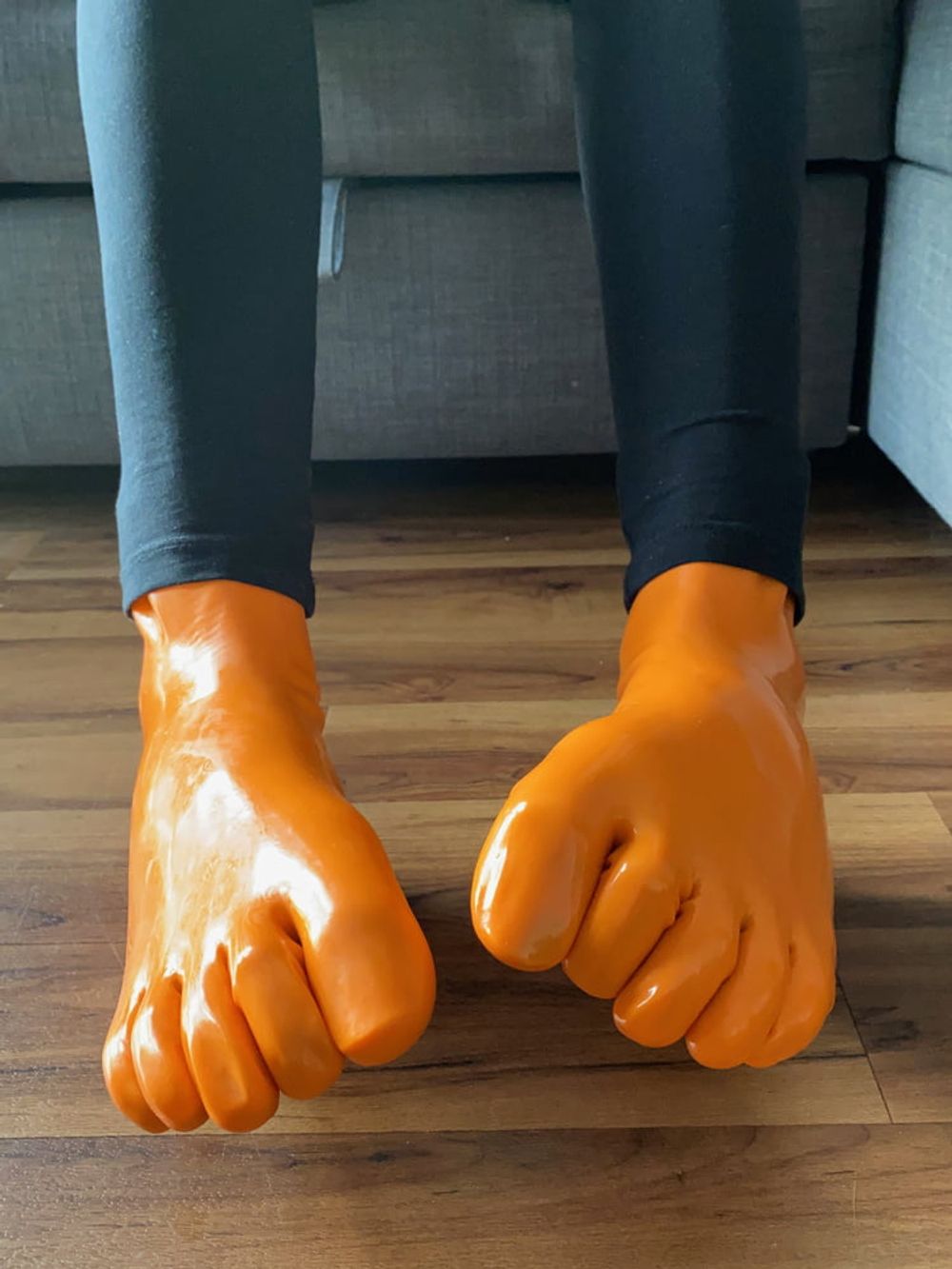 Orange Latex Toe Socks and EvoSkins #2