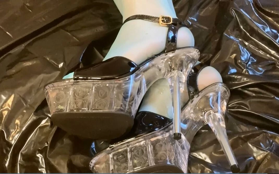 Clear Sandals, Turquoise Stockings #6