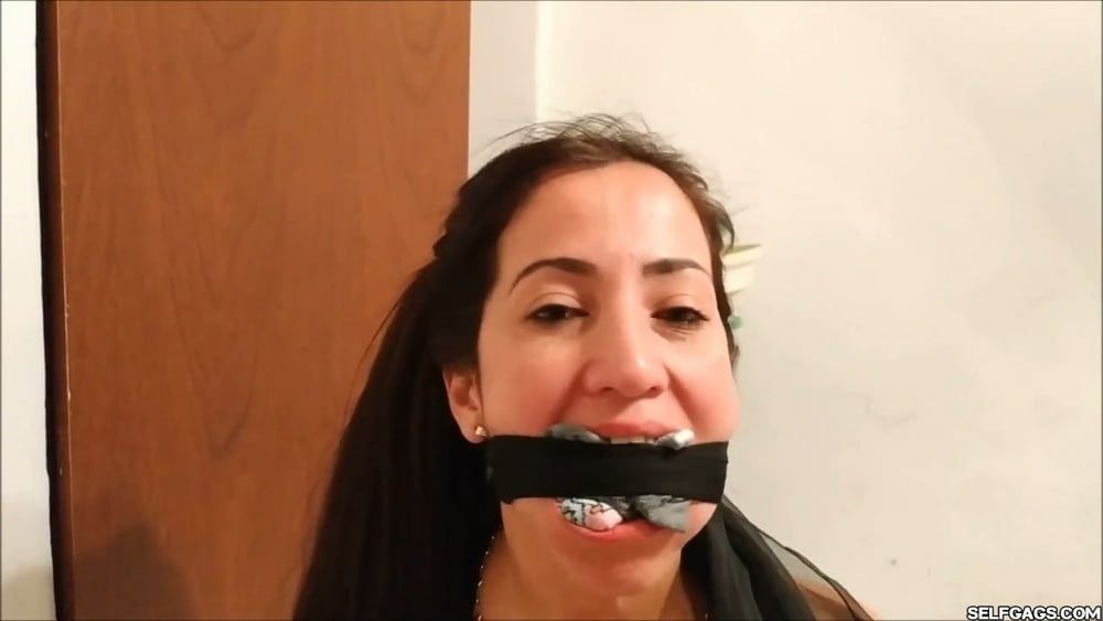Self-Gagged Latina Mom With A Mouthful Of Socks - Selfgags #5