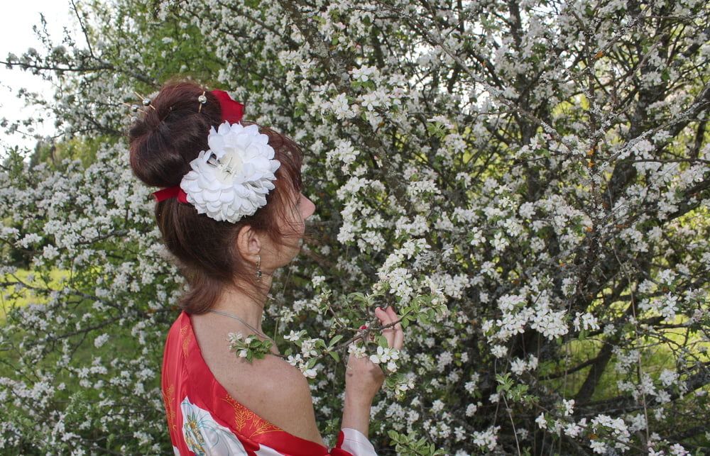 White Flowers Red Dress #27