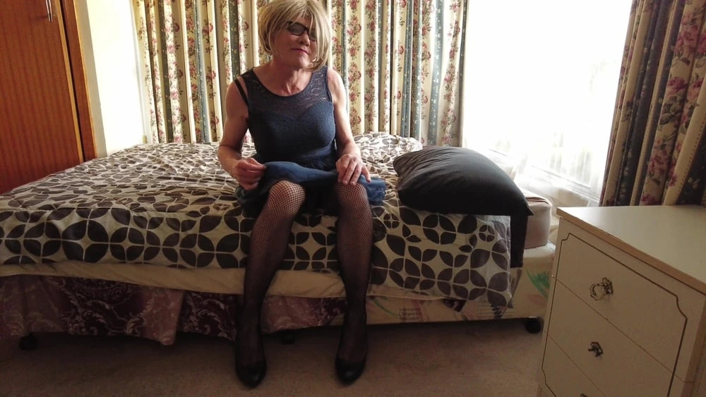 Crossdress blue dress try on #23